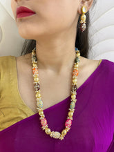 Designer Multi Color Tanjore Painted And Pearls Beaded Necklace Set - Festive Wear Beads Jewelry
